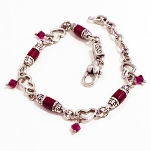 Brighton Collectibles Red Embossed Croc and Red Gem Heart Bracelet.